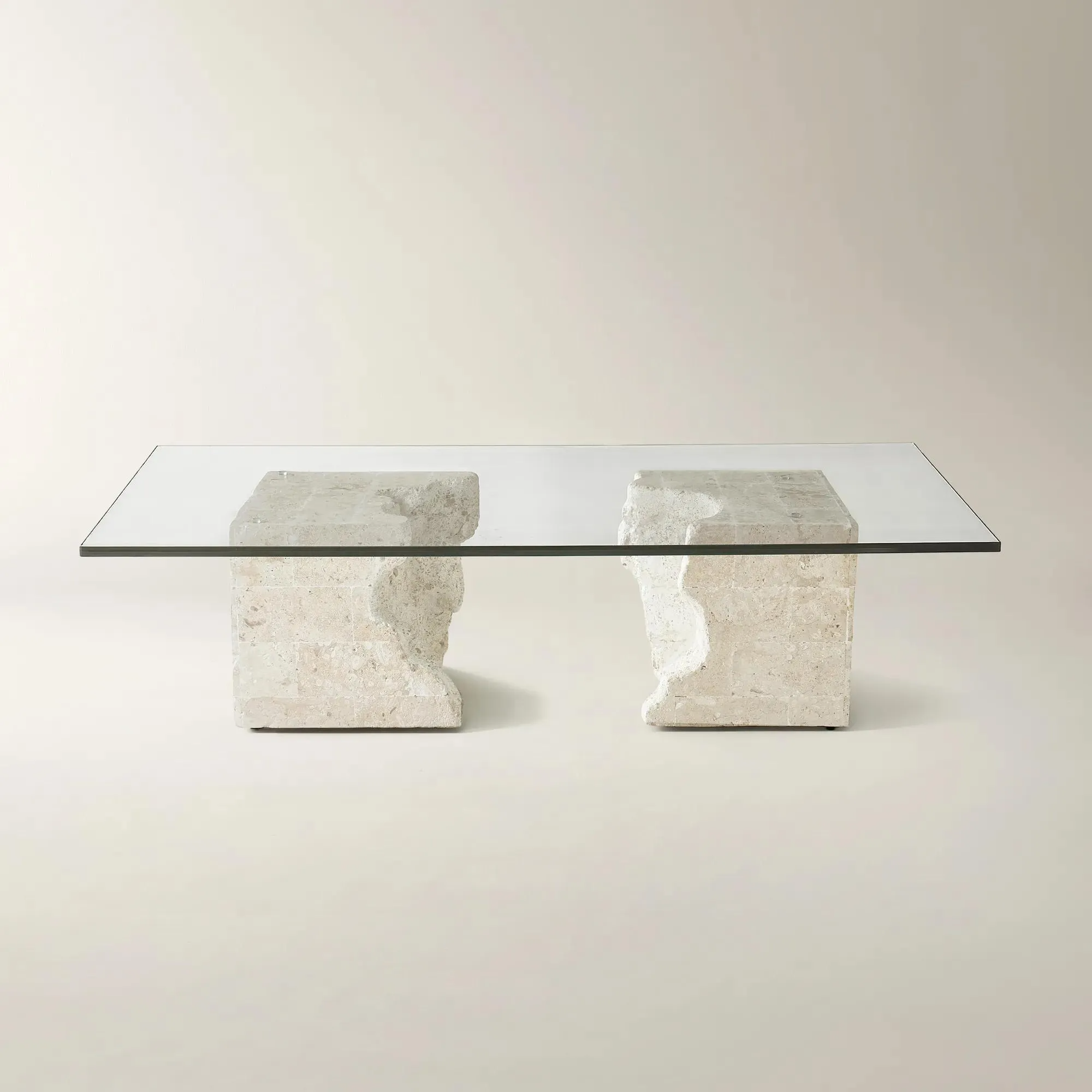 Dining Table with Tempered Glass Top and Mactan Stone Base