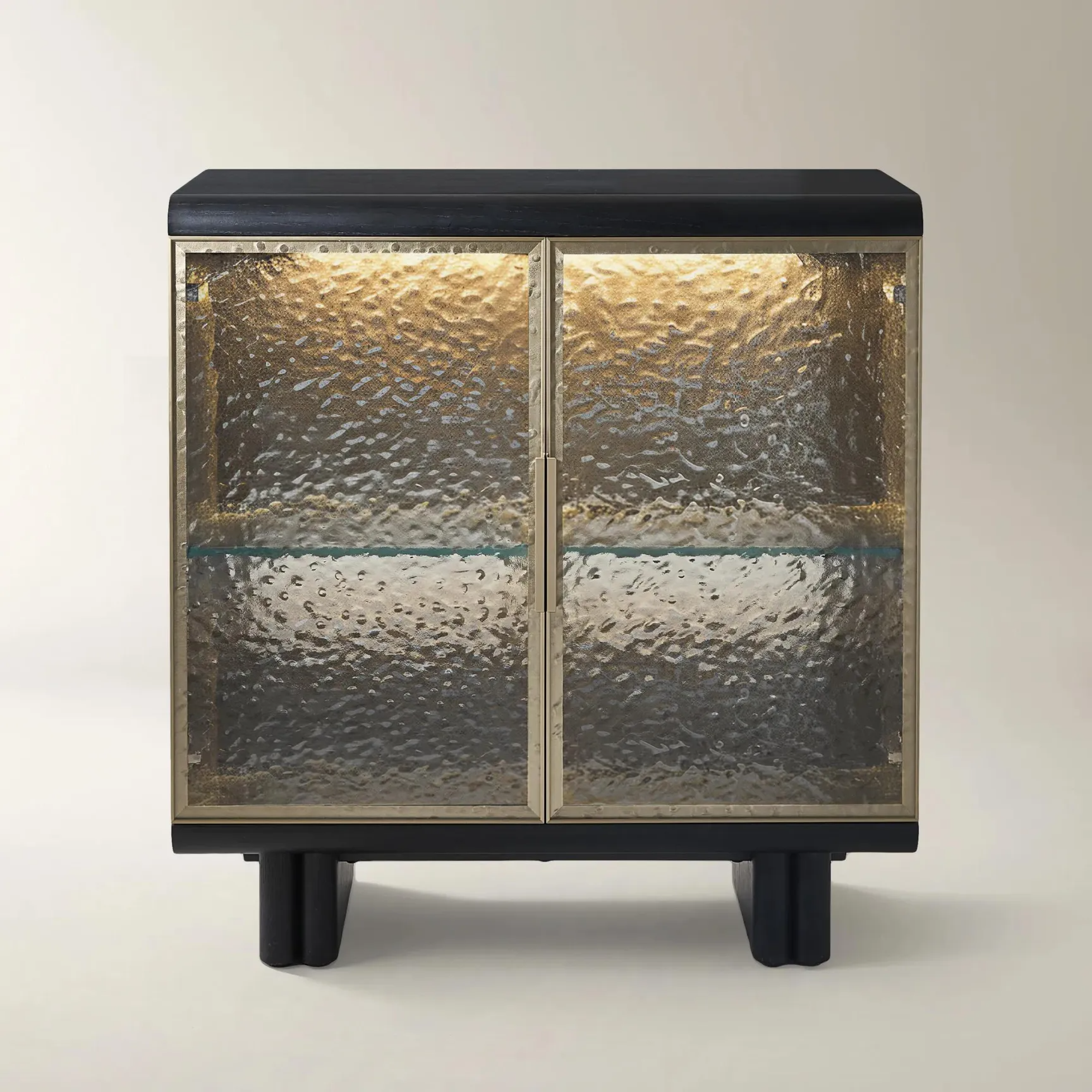 Two Door Buffet Cabinet with LED Lighting and Glass Shelves