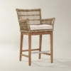 Outdoor Counter Stool with Teak Frame and Rope Backrest