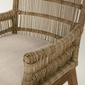 Outdoor Counter Stool with Teak Frame and Rope Backrest