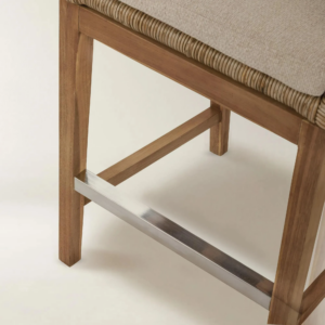 Outdoor Counter Stool with Teak Frame and Rope Backrest