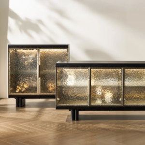 Two Door Buffet Cabinet with LED Lighting and Glass Shelves