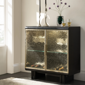 Two Door Buffet Cabinet with LED Lighting and Glass Shelves