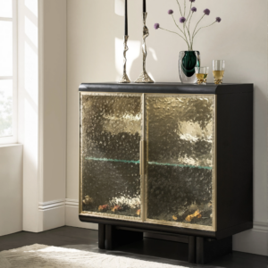 Two Door Buffet Cabinet with LED Lighting and Glass Shelves